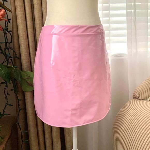 ASOS Dresses & Skirts - 🌙 ASOS x Miss Selfridge Vinyl A-line Mini Skirt in Pink